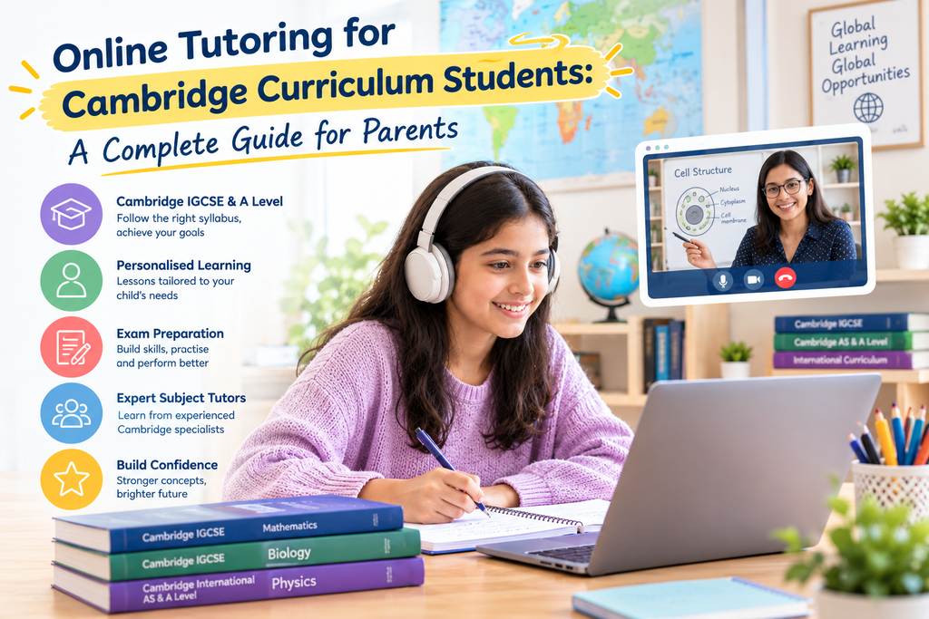 Online tutoring for Cambridge curriculum students with a student attending a live online lesson