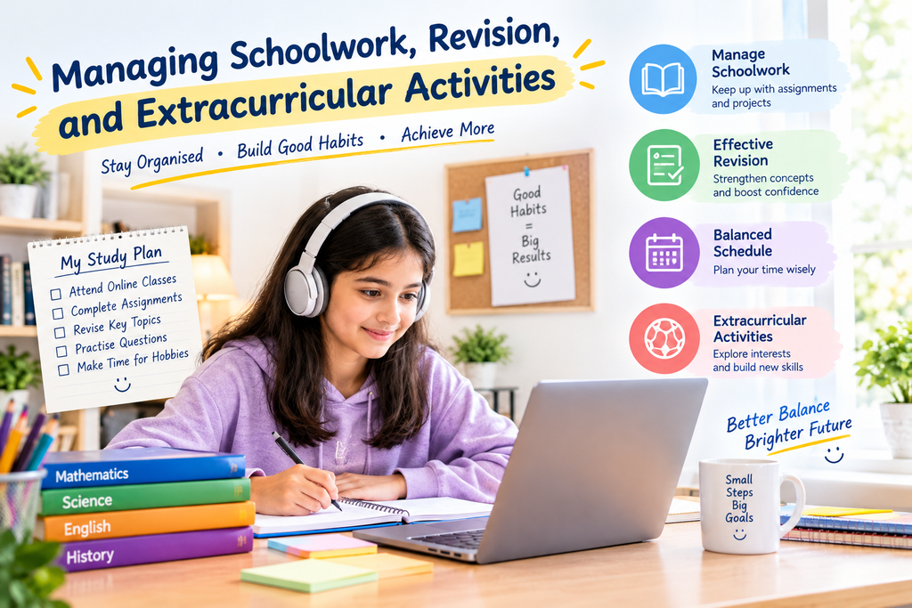 Student managing schoolwork, revision, and extracurricular activities through an organised study plan